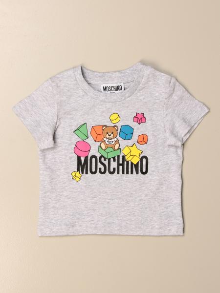 MOSCHINO BABY: cotton t-shirt with teddy - Grey | Moschino Baby t-shirt ...