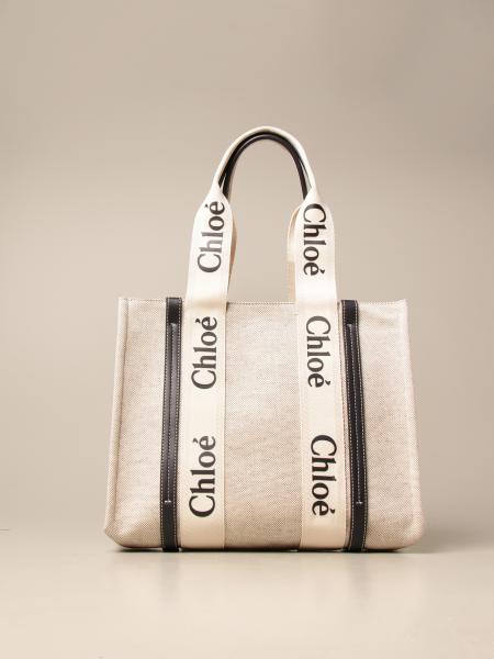 CHLOÉ: shoulder bag in canvas and leather with logo | Shoulder Bag