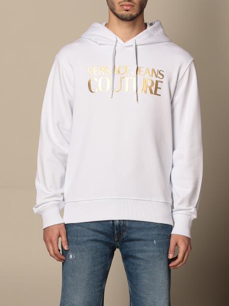 VERSACE JEANS COUTURE: sweatshirt with laminated logo - White | Jeans Couture sweatshirt B7GWA7TP30318 online at GIGLIO.COM