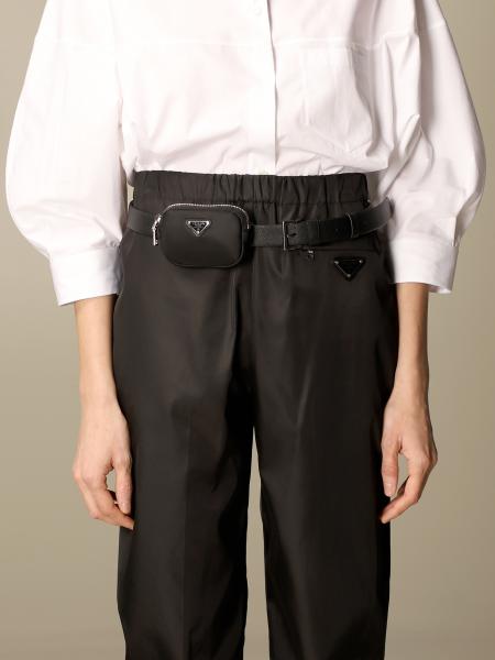 PRADA: belt in nylon ribbon with micro bag - Black | Prada belt 1CN073 BV1  online at