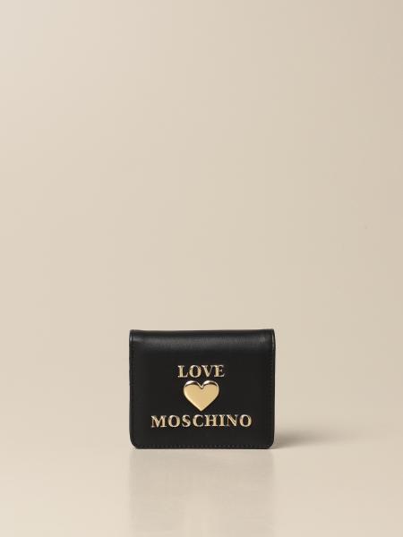 LOVE MOSCHINO: wallet in synthetic leather with logo - Black | Love ...