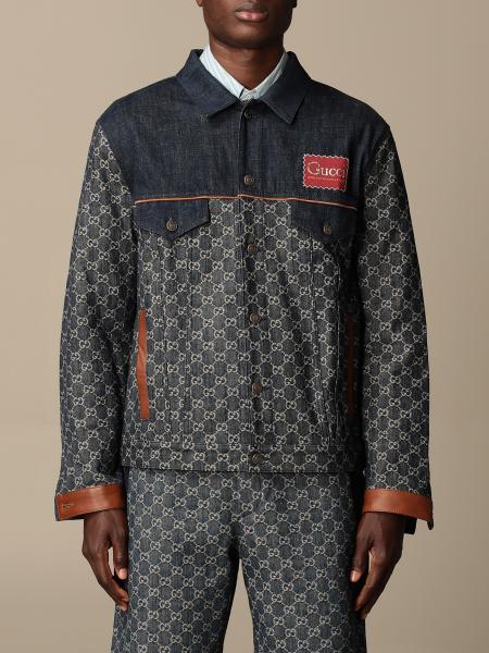 GUCCI: Giacca di jeans con logo GG Supreme all over - Denim | Giacca Gucci  649110 XDBIP GIGLIO.COM