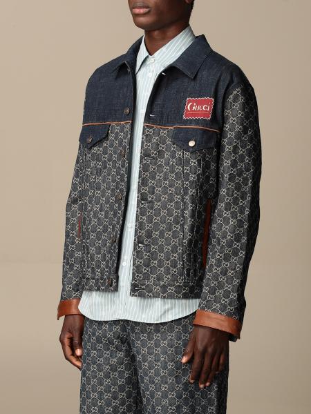 GUCCI: Giacca di jeans con logo GG Supreme all over - Denim | Giacca Gucci  649110 XDBIP GIGLIO.COM
