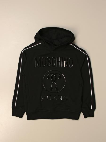 MOSCHINO KID: hooded sweatshirt with big teddy back - Black | Moschino ...