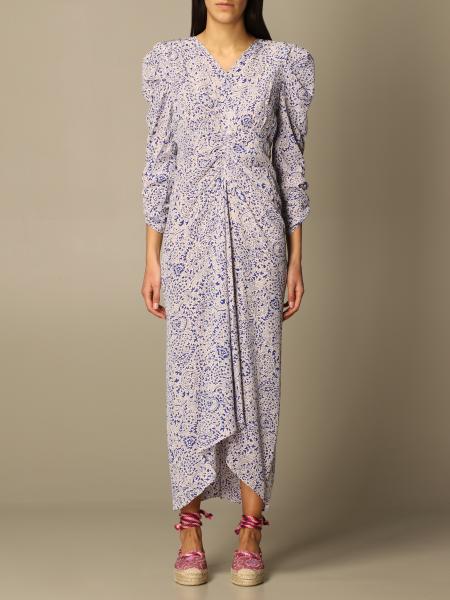 MARANT: patterned long dress - Blue | Isabel Marant dress RO128221P022I online on