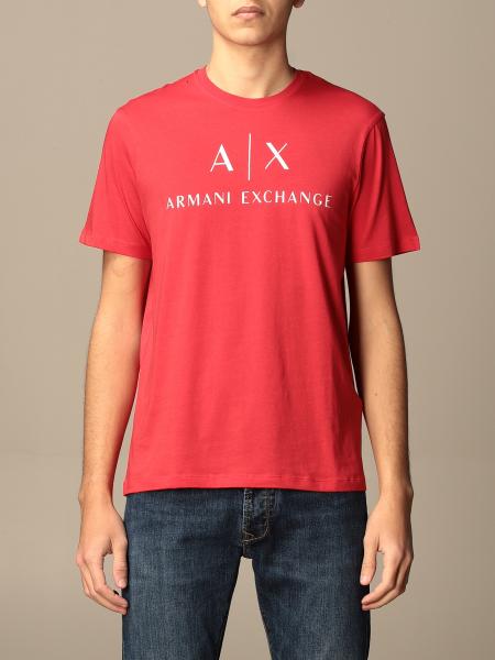 ARMANI EXCHANGE: T-shirt with AX logo - Red | Armani Exchange t-shirt ...