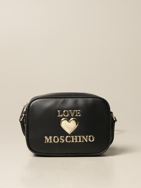 LOVE MOSCHINO: crossbody bag in synthetic leather with logo - Black ...