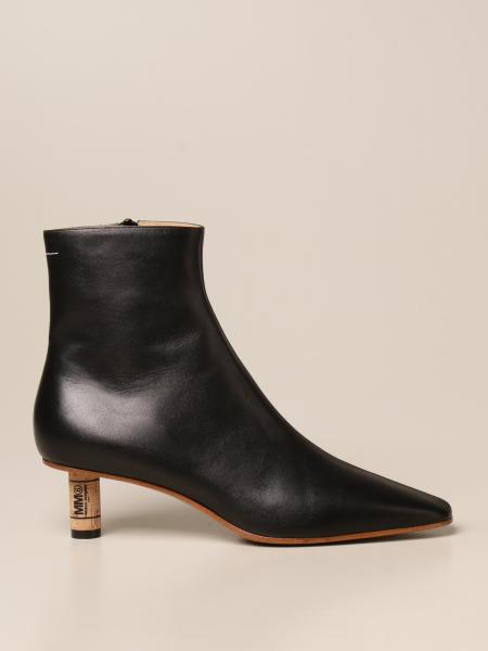 Mm6 Maison Margiela: Maison Margiela leather ankle boots with cork heel