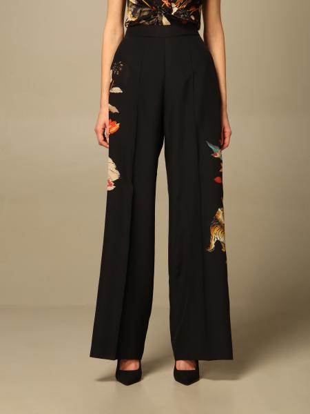 ETRO: Wide trousers in floral patterned silk - Black | Etro pants 14094 ...