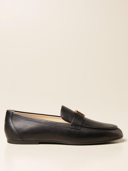 Tod's women: Tod's loafers in leather with strap and T monogram
