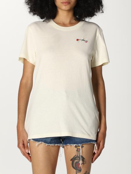 OFF-WHITE: Off White cotton t-shirt with back logo - Beige | Off-White ...