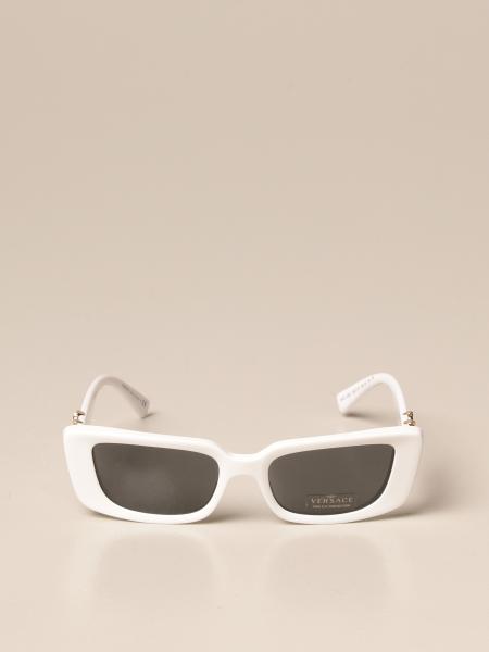VERSACE: acetate sunglasses with V Virtus logo - White | Glasses Versace  MOD. 4382 GIGLIO.COM