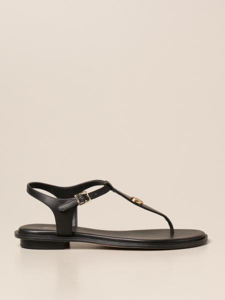 MICHAEL KORS: Mallory Michael leather sandal - Black | Michael Kors