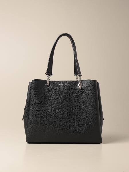 EMPORIO ARMANI: bag in textured synthetic leather - Black | Emporio ...
