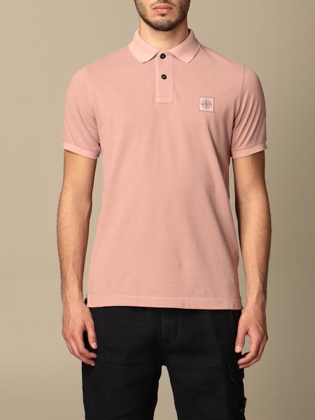 STONE ISLAND: polo shirt in cotton with logo - Pink