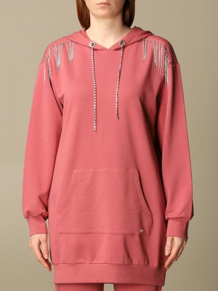 LIU JO: sweatshirt with jewel fringes - Pink | Liu Jo sweatshirt TA1081F0090 online on GIGLIO.COM