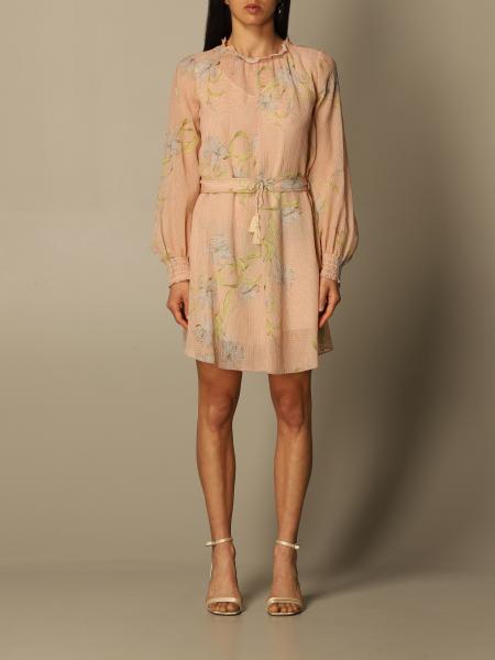 FORTE FORTE: short dress with floral pattern - Peach | Forte Forte