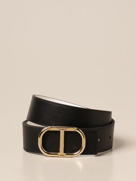 TWINSET: Twin-set reversible leather belt - Black | Twinset belt ...