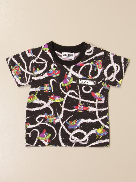 MOSCHINO BABY: T-shirt in printed cotton - Black | Moschino Baby t ...