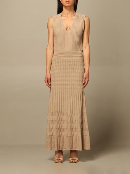 bewonderen wimper dood PINKO: long dress in ribbed knit - Beige | Pinko dress 1G15SN-Y6TQ online  on GIGLIO.COM