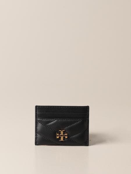 TORY BURCH: credit card holder in quilted leather with metallic emblem ...