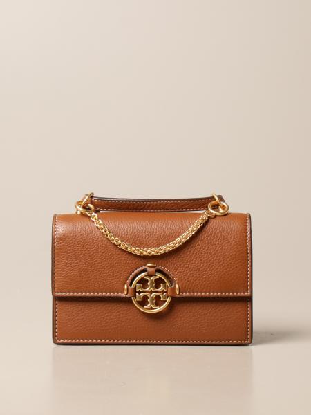 TORY BURCH: leather crossbody bags with crest - Black  Tory Burch  crossbody bags 80532 online at