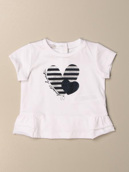 Liu Jo Outlet: T-shirt with maxi rhinestone hearts - White | Liu Jo t ...