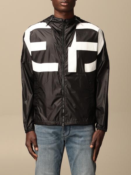 Emporio Armani Outlet: nylon jacket with big logo - Black | Emporio 