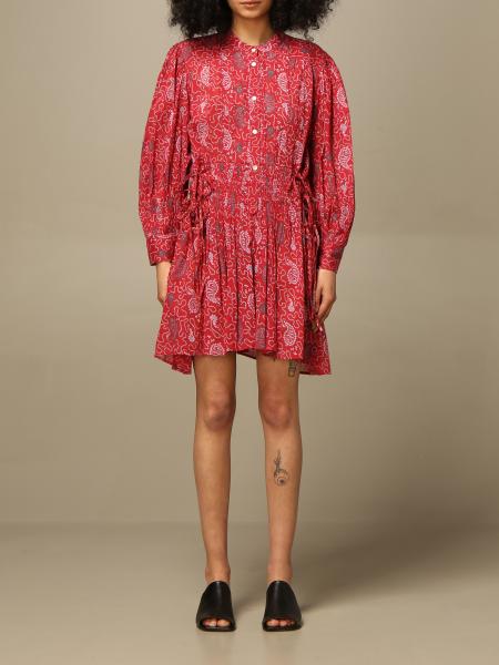 ISABEL MARANT ETOILE: dress in patterned cotton - Red | Isabel Marant Etoile dress RO186521P031E online on GIGLIO.COM