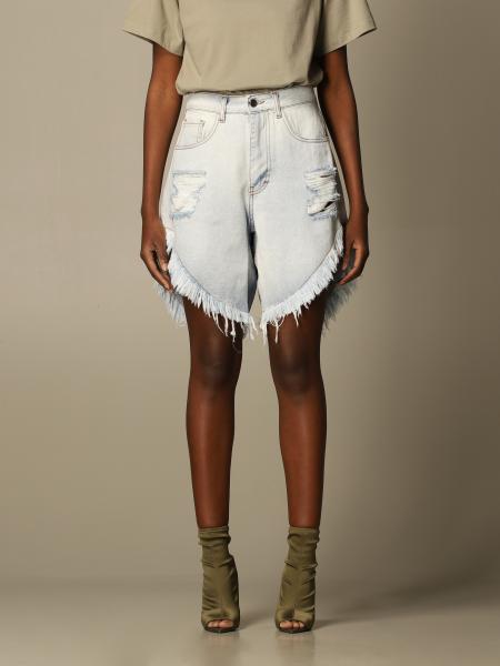 Tpn: Tpn denim shorts with fringed hem