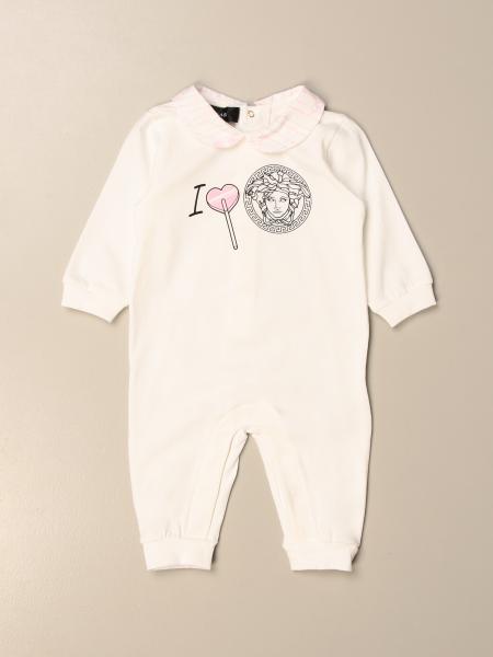 NWT NEW Young Versace Baby Girls white print footie romper 1m