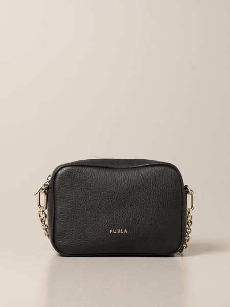 FURLA: tote bag in grained leather - Black