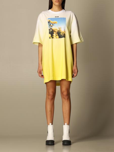 Msgm cotton t-shirt dress with print