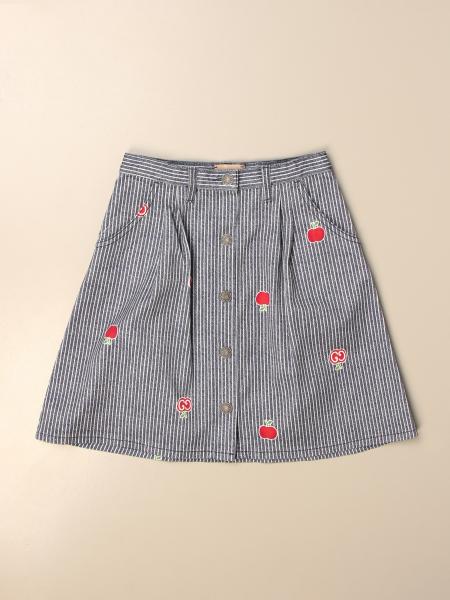 Gucci striped cotton skirt with all-over apple logo
