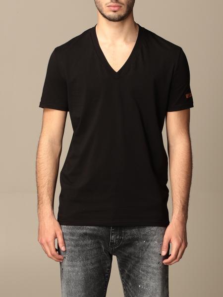 DSQUARED2: v-neck t-shirt with logo - Black | Dsquared2 t-shirt ...