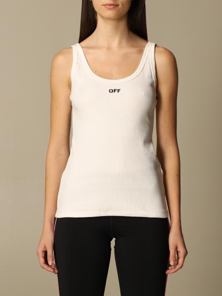 Off White tank top in ribbed cotton