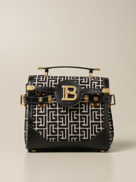 BALMAIN: B-Buzz 23 handbag in jacquard fabric with monogram motif ...