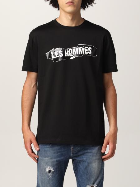 Les Hommes uomo: T-shirt Les Hommes in cotone stretch con logo