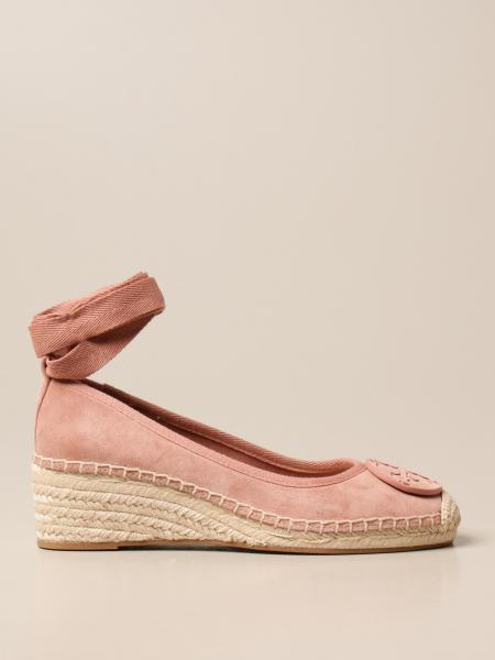 TORY BURCH: espadrilles in suede with logo - Pink | Tory Burch espadrilles  82572 online on 