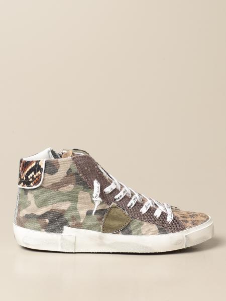 PHILIPPE MODEL: Paris sneakers in camouflage canvas and suede ...