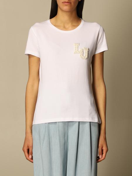 LIU JO: cotton T-shirt with removable pearls - White 1 | Liu Jo t-shirt ...