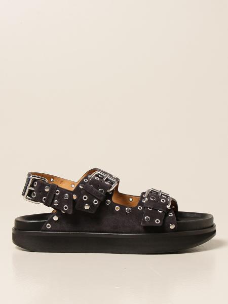 ISABEL MARANT: sandals in suede and studs - Black | Isabel Marant flat ...