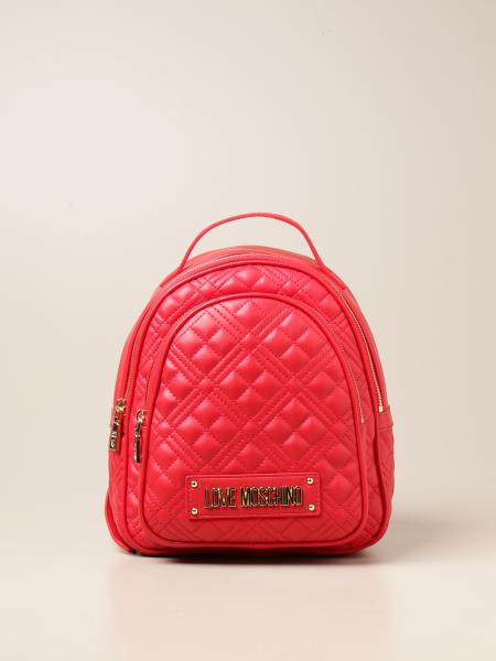 LOVE MOSCHINO: backpack in quilted synthetic leather - Red | Love ...