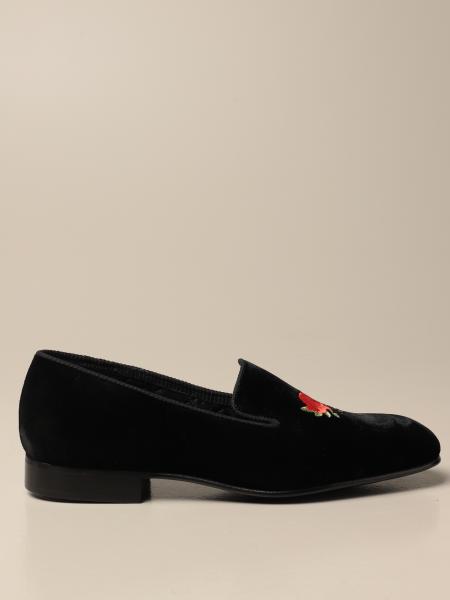 Church's: Church's loafers in velvet with embroidered rose