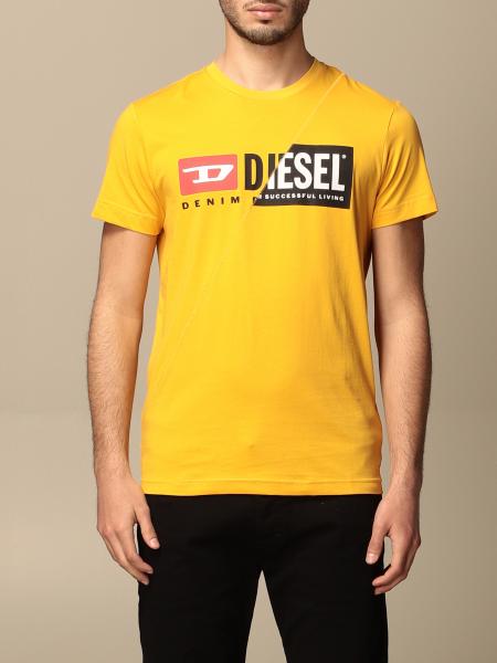 DIESEL: cotton t-shirt with logo - Yellow | Diesel t-shirt 00SDP1 0091A ...