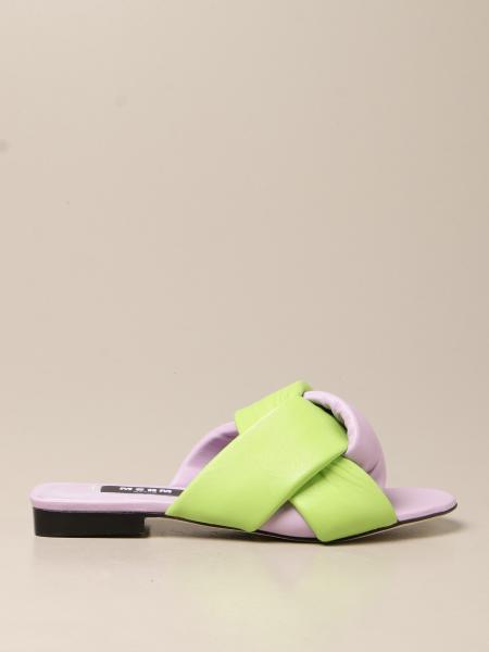 Msgm sandals in two-tone leather