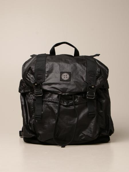 STONE ISLAND: backpack in rubberized muslin - Black | Stone Island
