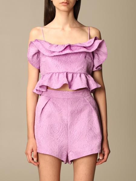 Msgm cropped top with ruffles