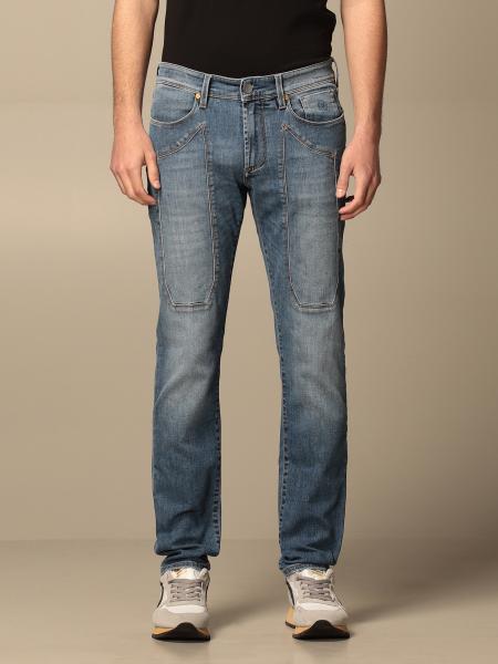 JECKERSON JEANS: Jeans a 5 tasche con toppe, Jeans Jeckerson uomo - UPA077  CJ192 Denim