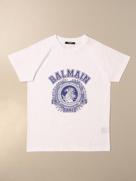 Balmain Outlet: cotton t-shirt with logo - White | Balmain t-shirt ...